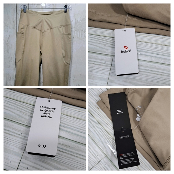 Baleaf Laureate Women Med Tan/Khaki V-Waist Flared Leg Pullon Workout Pants NWT - Picture 2 of 7